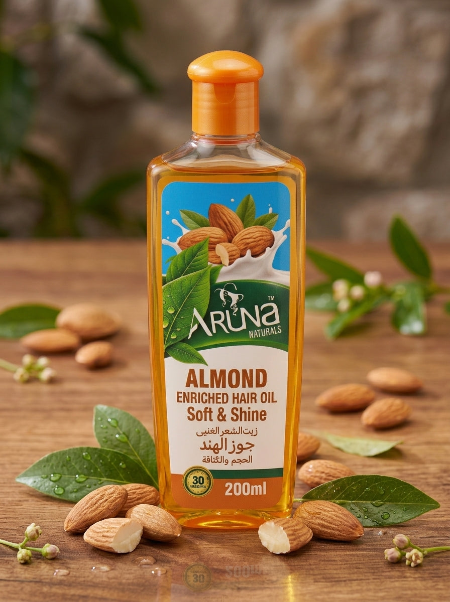 Aruna Naturals Almond Enriched Hair Oil – Soft & Shine (200ml)