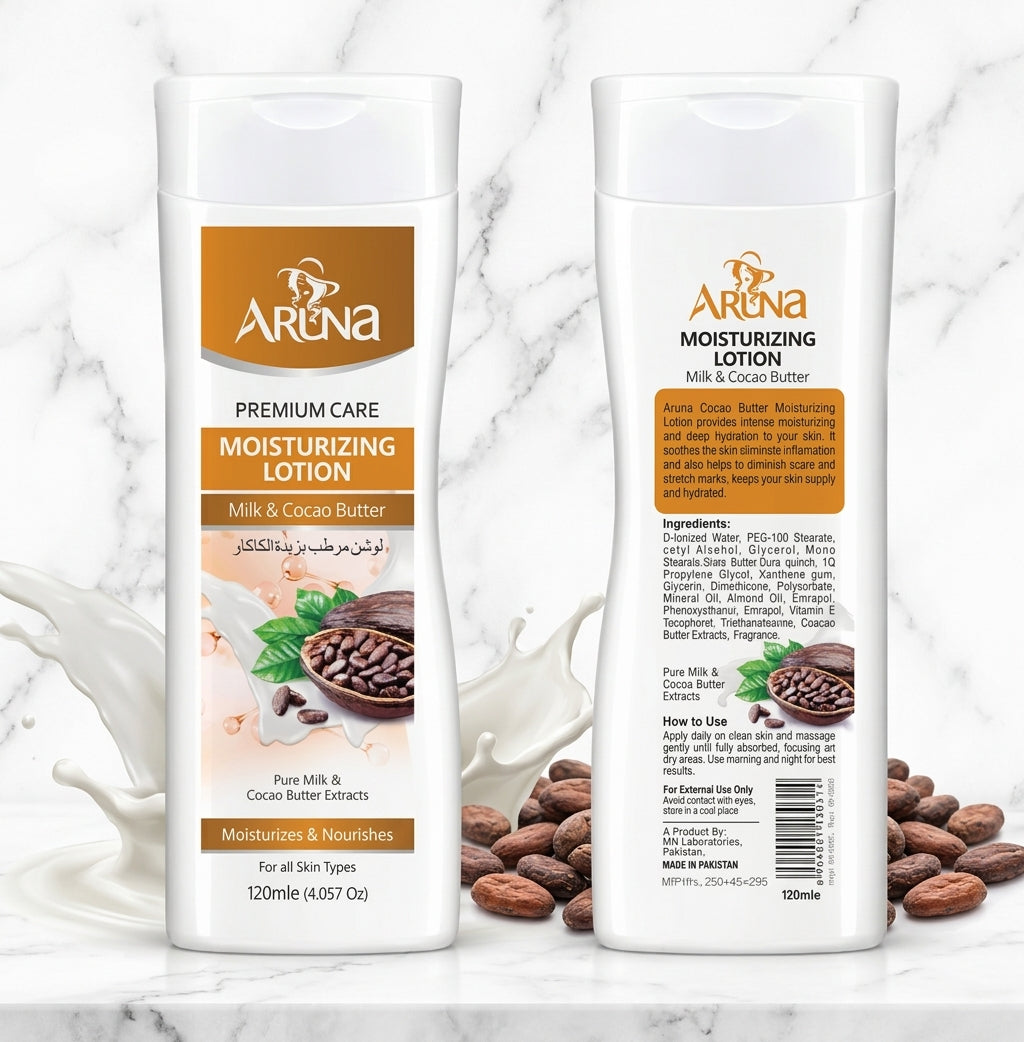 Aruna Premium Care Moisturizing Lotion – Milk & Cocoa Butter 120ml